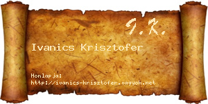 Ivanics Krisztofer névjegykártya